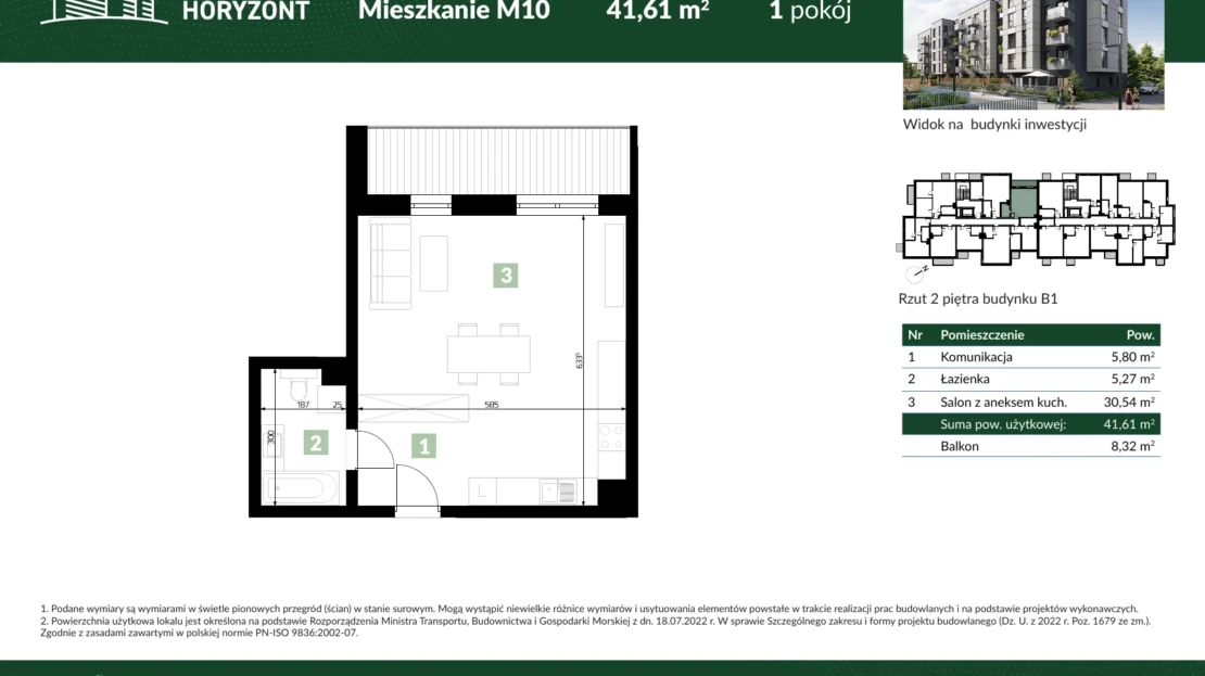 Karta mieszkania B1.M10 w inwestycji Osiedle Horyzont