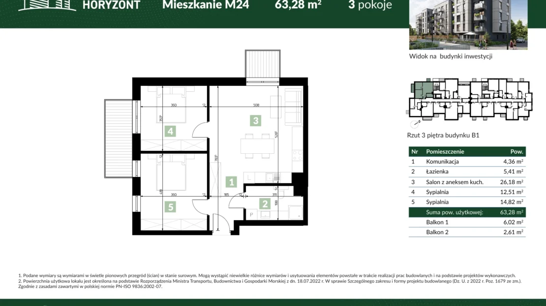 Karta mieszkania B1.M24 w inwestycji Osiedle Horyzont