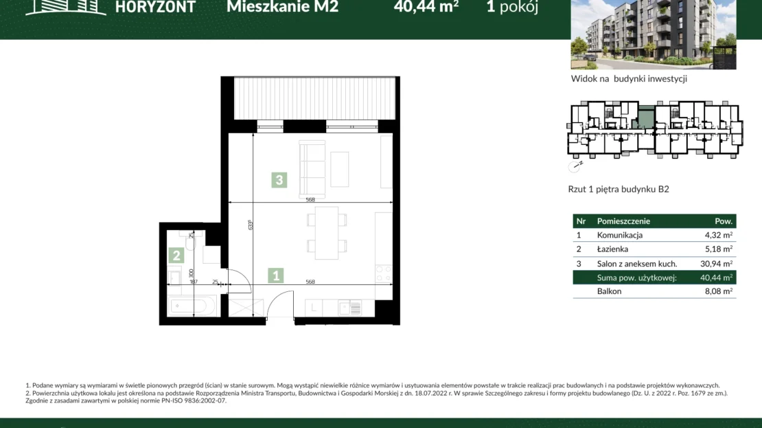 Karta mieszkania B2.M2 w inwestycji Osiedle Horyzont