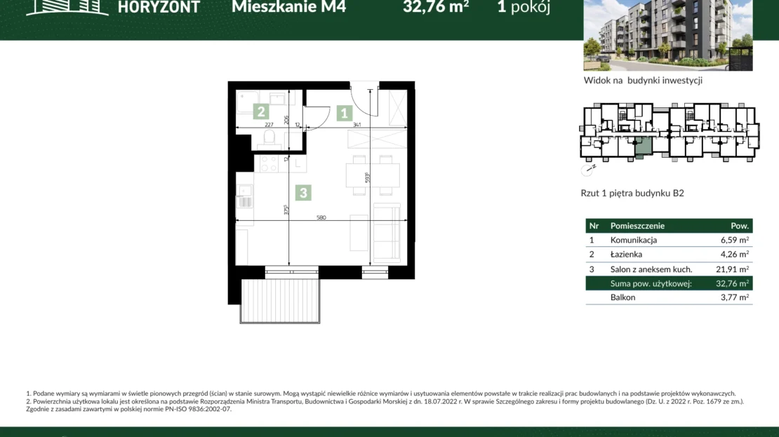 Karta mieszkania B2.M4 w inwestycji Osiedle Horyzont