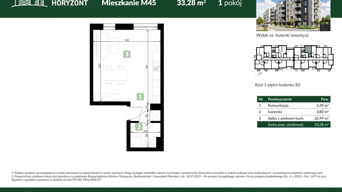 Karta mieszkania B2.M45 w inwestycji Osiedle Horyzont