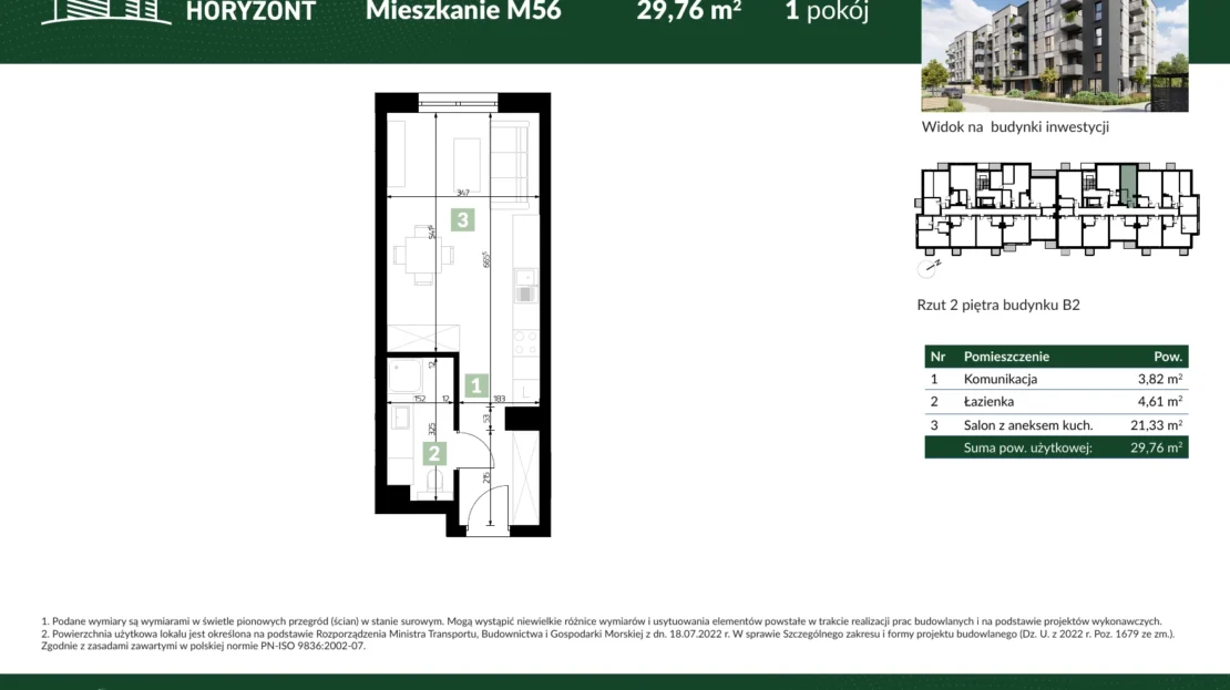 Karta mieszkania B2.M56 w inwestycji Osiedle Horyzont