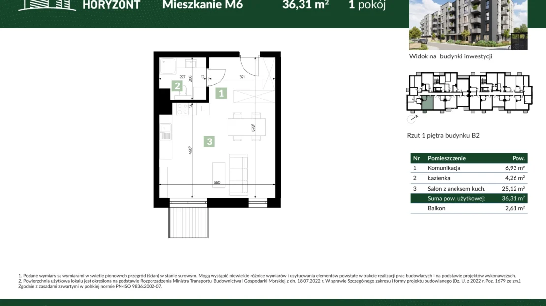 Karta mieszkania B2.M6 w inwestycji Osiedle Horyzont