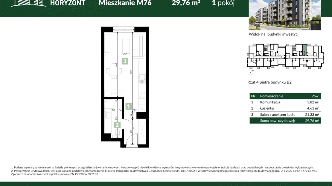 Karta mieszkania B2.M76 w inwestycji Osiedle Horyzont