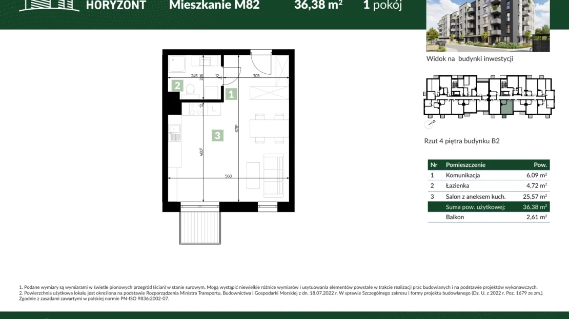 Karta mieszkania B2.M82 w inwestycji Osiedle Horyzont